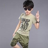 boys casualdaily print clothing set cotton summer green