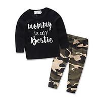 Boy Leisure suit Kids Letter Printing T-shirt Cottom Camouflage Long Pants Baby Clothing Set