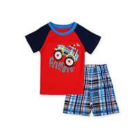 Boy\'s Casual/Daily Patchwork Clothing Set / Sleepwear, Cotton Summer Red