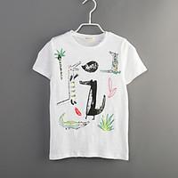 Boy Casual/Daily Print Tee, Cotton Summer Short Sleeve Regular