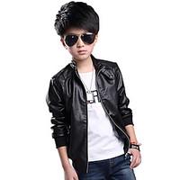 Boy\'s Spring/Autumn Medium-large Child Outerwear PU Leather Jacket