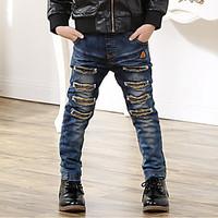 Boy\'s Cotton Spring/Autumn Fashion Broken Hole Jeans Elasticity Denim Pants