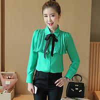 bow long sleeved shirt female 2017 spring new korean chiffon shirt blo ...