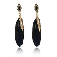 bohemian style 2016 new fashion vintage black feather earrings long le ...