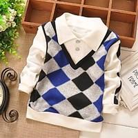 boys cotton blend tee winter spring fall check