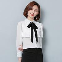 bow long sleeved shirt female 2017 spring new korean chiffon shirt blo ...