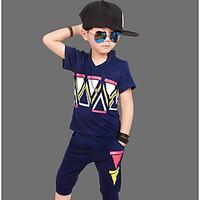Boys\' Casual/Daily Solid Sets, Rayon Summer Short Sleeve Clothing Set