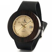 BOBO BIRD Men\'s Fashion Watch Wristwatch Unique Creative Cool Casual Genuine Leather Band Vintage Luxury Watches Calendar Wood Watch