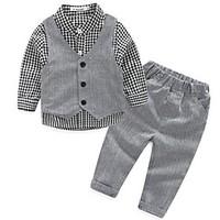 boys casualdaily plaid suit blazer clothing setcotton spring fall gray