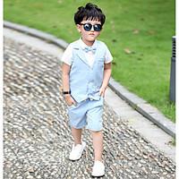 boys casualdaily solid clothing set cotton summer blue pink