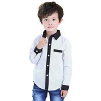 Boy\'s Cotton Fashion Solid Color Spring/Fall/Winter Going out/Casual/Daily Dot Lapel Long Sleeve Shirt Kid Blouse