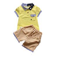 Boys\' Striped Sets, Cotton Summer Short Sleeve Clothing Set