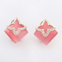 Bohemian Adorable Elegant Rhinestones Opals Square Stud Earrings Lady Party Earrings Gift Jewelry