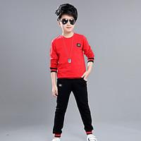 Boy\'s Fashion Casual/Daily Sports School Patchwork Sets Cotton Spring/Fall Long Sleeve Pants 2 Piece Clothing Set Children\'s Garments