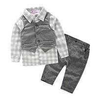 boys casualdaily plaid vest clothing setcotton spring fall gray