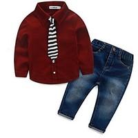 boys casualdaily solid jeans clothing setcotton spring fall blue red