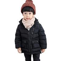 Boy\'s Cotton Fashion Spring/Fall/Winter Casual/Daily Solid Color Long Sleeve Thicken Hoodie Padded Down Jacket Coat