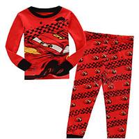 boys cotton leisure car print round collar long sleeve clothing set