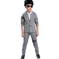 Boy Casual/Daily Formal Party/Cocktail Plaid Sets, Cotton Spring Fall Long Sleeve Clothing Set