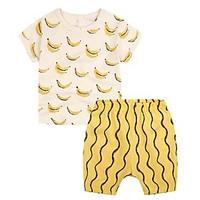 boys casualdaily print clothing set cotton summer yellow