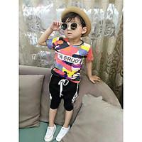 boys color block sets cotton summer short sleeve clothing set