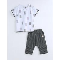 boys print geometric sets cotton summer short sleeve clothing set