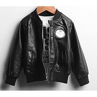 Boy Casual/Daily Solid Jacket Coat, PU Fall Long Sleeve