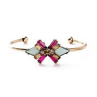 Bohemian Rhinestone Cuff Bracelets Golden Multicolor Flower Bracelet Fashionable Geometric Alloy Jewellery