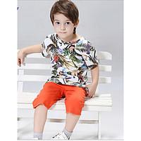 boys print shirt cotton autumnfall spring short sleeve