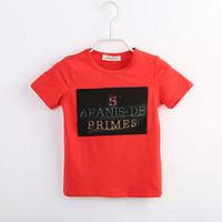 Boy Casual/Daily Color Block Tee, Cotton Summer Short Sleeve Regular