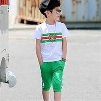 boys sports color block sets cotton polyester summer short sleeve clot ...