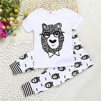 boys casualdaily solid clothing set cotton summer white gray