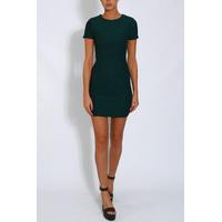 bottle green textured bodycon dress