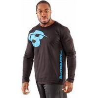 Bodybuilding.com Clothing B Swoosh Long Sleeve Tee Large Black/Ocean