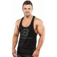 Bodybuilding.com Clothing B Swoosh Contrast Stitching Stringer Tank Small Black/Grey