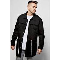 box fit destroyed denim jacket black