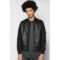 bomber with nylon sleeves black