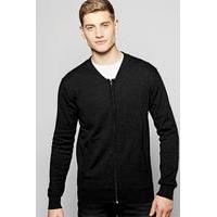 Bomber With Front Zip - black