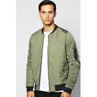 bomber with rouched sleeves khaki