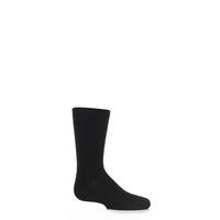 Boys and Girls 1 Pair SockShop Plain Bamboo Socks with Comfort Cuff and Handlinked Toes In Black