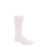 Boys and Girls 1 Pair SockShop Plain Bamboo Socks with Comfort Cuff and Handlinked Toes In White