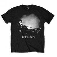 Bob Dylan Guitar & Logo Mens Black T-Shirt: X-Large
