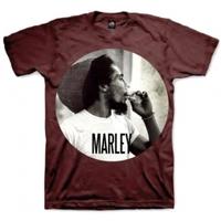 bob marley smokin circle mens t shirt burgundy medium