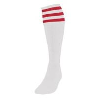 boys size white red 3 stripe football socks