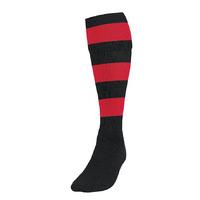 boys size black red hooped football socks