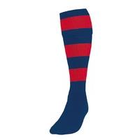 Boy\'s Size Navy Red Hooped Football Socks