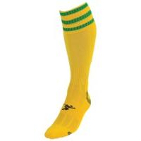 Boys Size Yellow Green 3 Stripe Football Socks