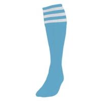 Boys Size Sky Blue White 3 Stripe Football Socks