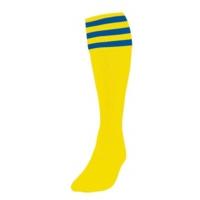 Boys Size Yellow Royal Blue 3 Stripe Football Socks