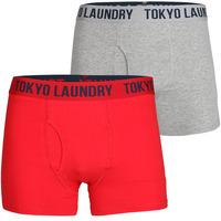 Boxer Shorts Set in Tokyo Red / Light Grey Marl  Tokyo Laundry